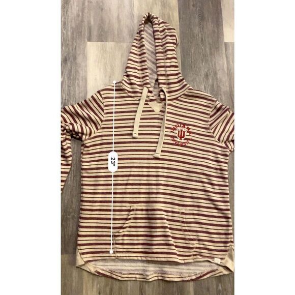 Blue 84 “indiana University IU” White/Maroon Striped Hooded Sweater/Size Large - Picture 7 of 10